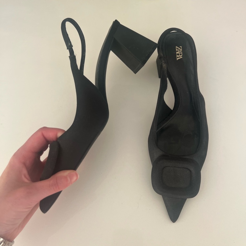 Zara black block heel size 6